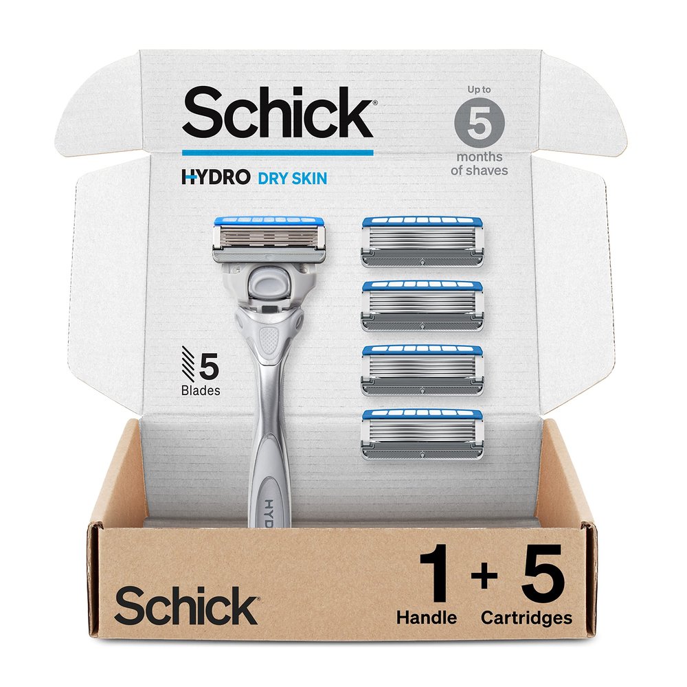 Schick Hydro Dry Skin Razor - 1 Handle with 5 Refills, 5 Blade Men's Razor