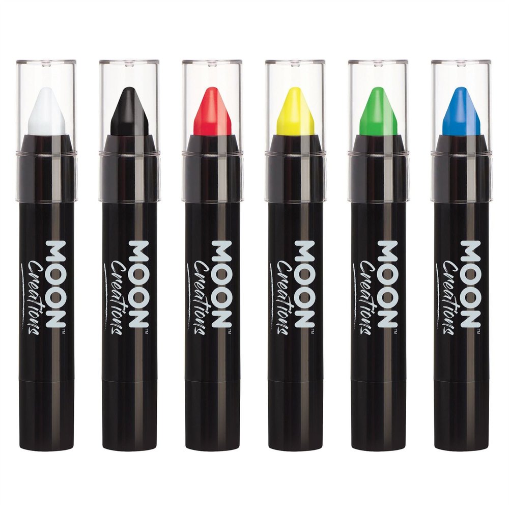 Face Paint Stick / Body Crayon Primary Colours Set of 6 makeup for the Face & Body by Moon Creations - 0.12oz