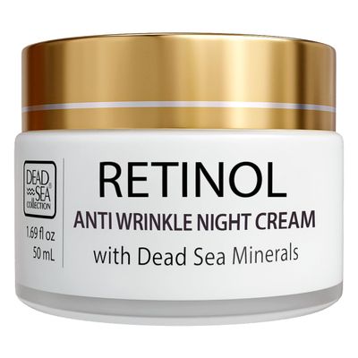 Dead Sea Collection Night Cream for Face with 2% Retinol, Dead Sea Minerals, and Vitamin E  Anti Aging Nourishing Skin Care Moisturizer to Reduce Wrinkles (1.69 fl. oz)