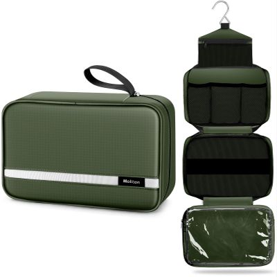 Maliton Toiletry Bag for Men & Women Large Toiletry Bags for Traveling Hanging Toiletry Bag Hygiene Bag with 4 Compartments Waterproof Bathroom Shower Bag(Olive Green)
