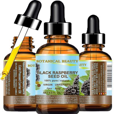 Botanical Beauty BLACK RASPBERRY SEED OIL 100% Pure Natural Undiluted Virgin Unrefined Cold Pressed Carrier Oil for Face, Skin, Hair, Lip, Nails (0.5 Fl Oz 15 ml)