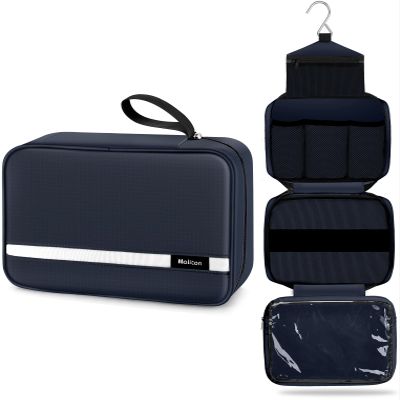 Maliton Toiletry Bag for Men & Women Large Toiletry Bags for Traveling Hanging Toiletry Bag Hygiene Bag with 4 Compartments Waterproof Bathroom Shower Bag (Navy Blue)