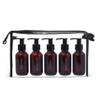 Bottiful Home - 3 oz Amber Travel Pump Plastic Bottles Set of 5 Refillable Toiletry Containers with Gold Printed Labels  TSA Approved view 1