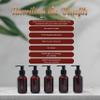Bottiful Home - 3 oz Amber Travel Pump Plastic Bottles Set of 5 Refillable Toiletry Containers with Gold Printed Labels  TSA Approved view 2