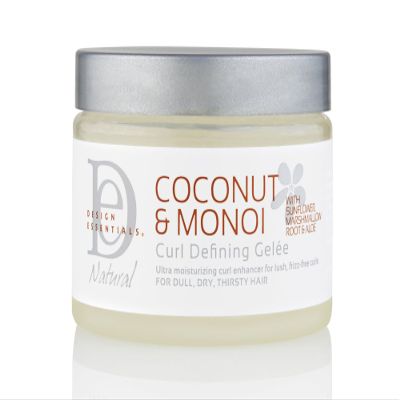 Design Essentials Natural Coconut & Monoi Curl Defining Gele with Sunflower Oil, Lightweight Frizz Control for Curly & Coily Hair, 12 oz