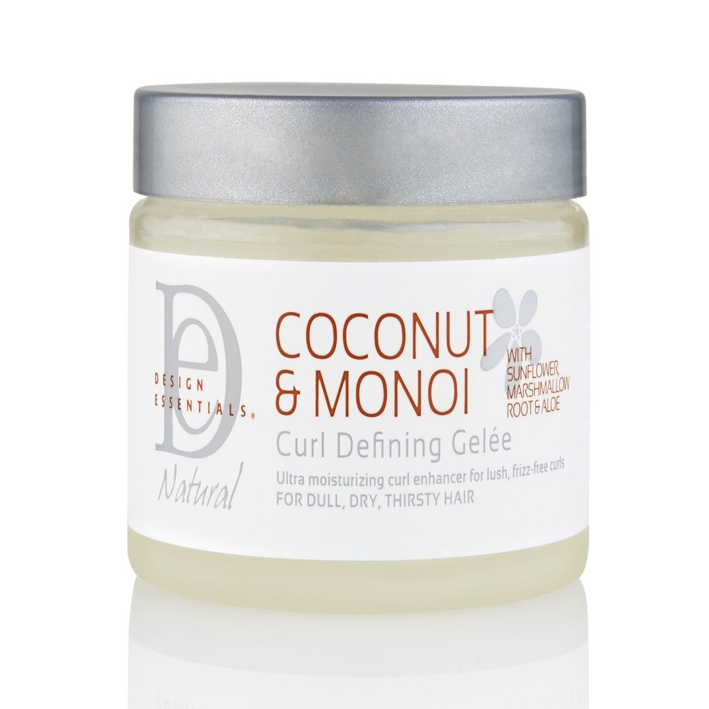 Design Essentials Natural Coconut & Monoi Curl Defining Gele with Sunflower Oil, Lightweight Frizz Control for Curly & Coily Hair, 12 oz