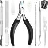 Pingispower Toenail Clippers for Seniors & Thick Nails, 8PCS Professional Heavy Duty Ingrown Toenail Removal Kit with Pedicure Tools, Sharp Blade, Long Handle & Storage Case view 1