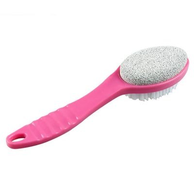 AKOAK 1 Pack Random Color 2-in-1 Natural Pumice Stone Foot Brush Body Brush with Plastic Handle,Feet File Callus Remover Pedicure Tool Exfoliating Scrubber for Dead Skin