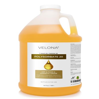 Polysorbate 20 by Velona - 64 Fl Oz | Solubilizer, Food & Cosmetic Grade | All Natural for Cooking, Skin Care and Bath Bombs | Use Today - Enjoy Results