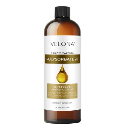 Polysorbate 20 by Velona - 16 Fl Oz | Solubilizer, Food & Cosmetic Grade | All Natural for Cooking, Skin Care and Bath Bombs | Use Today - Enjoy Results