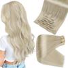 Full Shine Platinum Blonde Clip in Hair Extensions Real Human Hair for Long Natural Clip in Remy Extensions With Pu Tape Hair Extensions Blonde Human Hair 8Pcs 120G 22 Inch view 1