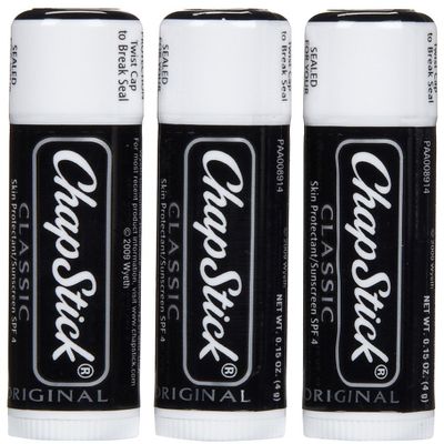 ChapStick Classic, Skin Protectant Flavored Lip Balm Tube, 3 Count (Pack of 1)