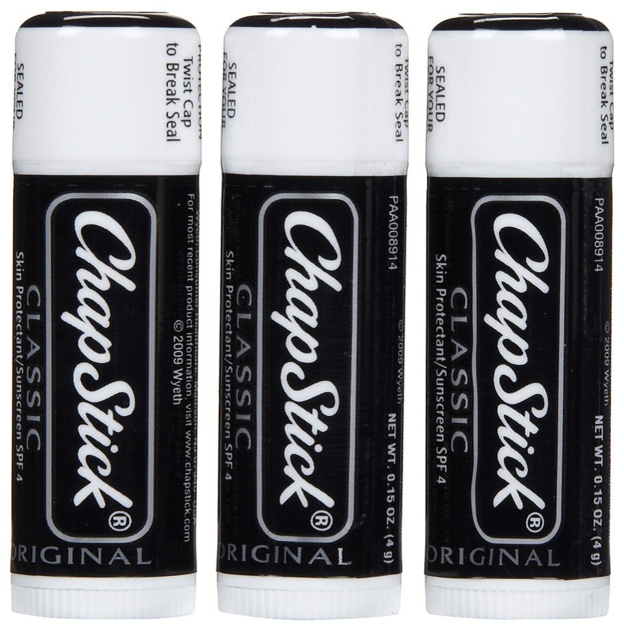ChapStick Classic, Skin Protectant Flavored Lip Balm Tube, 3 Count (Pack of 1)