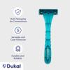 Dukal Dawn Mist Triple Play Facial Razor, Teal Handle with Clear Plastic Guard, Pack of 500 view 3