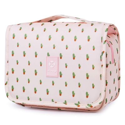Narwey Small Hanging Travel Toiletry Bag for Women, Travel Bag for Toiletries, Makeup Bag Organizer Make Up Bags Cosmetic Bags for Girls (Cactus)