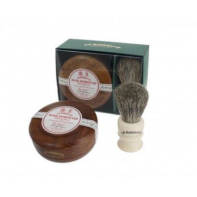 D.R. Harris & Co. Marlborough Mahogany Shaving Bowl (100g) and Shaving Brush, Shaving Gift Set