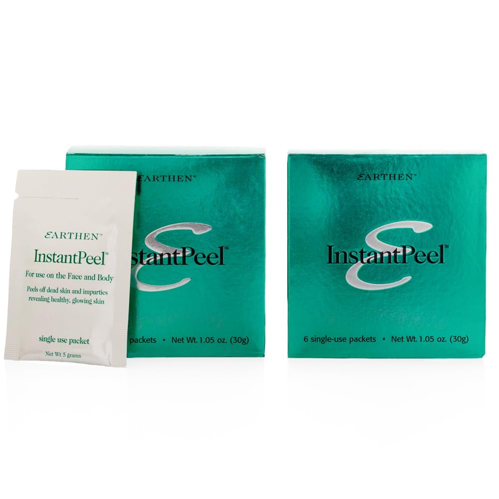 Earthen SkinCare InstantPeel Dead Skin Remover Skin Exfoliant Safe for Sensitive Skin - 6 Packets/Box (2-Pack)