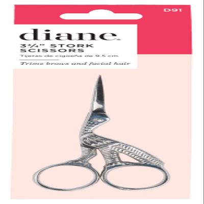 Diane Stork Scissors for Eyebrows, Silver, 3.75