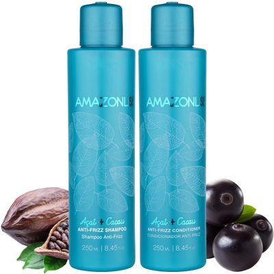 Amazonliss Anti-Frizz Keratin Treatment Set - For Smooth, Soft and Shiny Hair - Prolonged Effect Shampoo and Conditioner 8.45 fl.oz