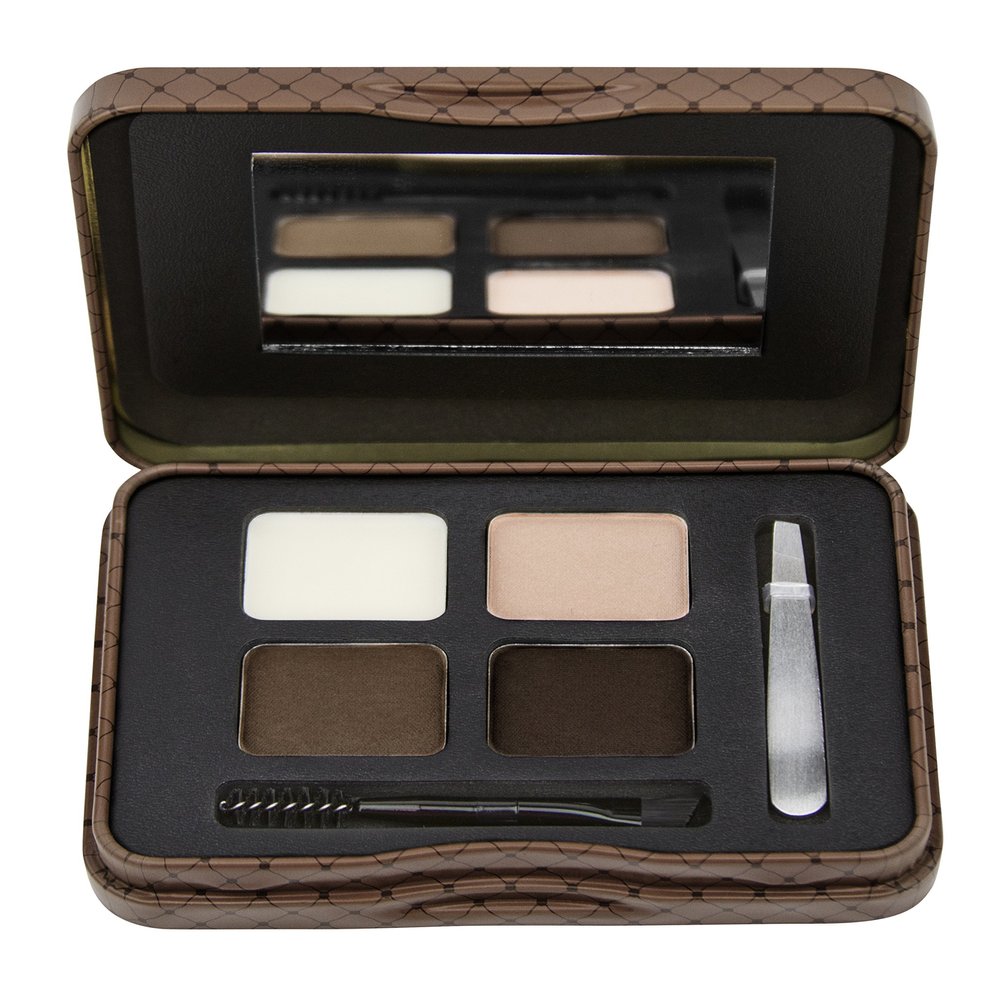 L.A. Girl Inspiring Brow Kit, Dark and Defined (Dark), Brow Wax 0.035 oz., Brow Powder 0.15 oz., Includes Tweezers and Dual Ended Brush with Spoolie