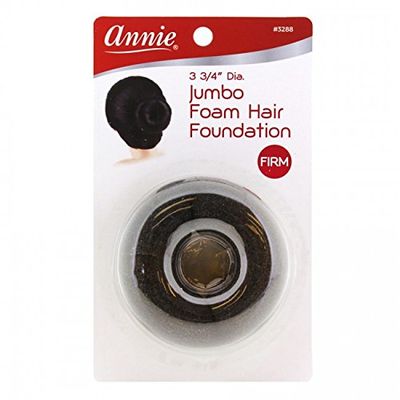 ANNIE 3 3/4" DIAMETER JUMBO FOAM HAIR FOUNDATION BLACK #3288 DONUT/BUN