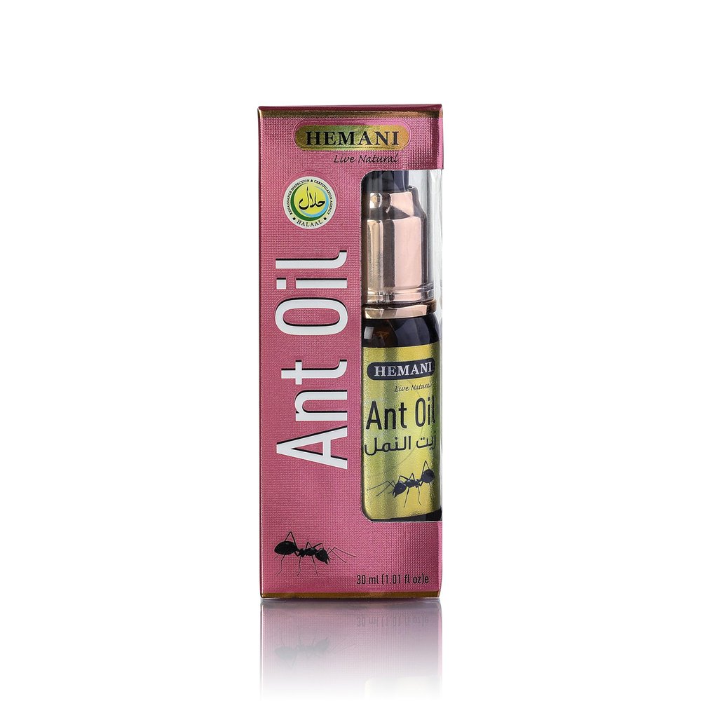 Hemani Ant Oil 30ml - Natural Hair Inhibitor & Hair Growth Reducer for Women & Men, Hair Removal Oil for Post-Hair Removal Care, Smooth Skin Solution, External Use Only