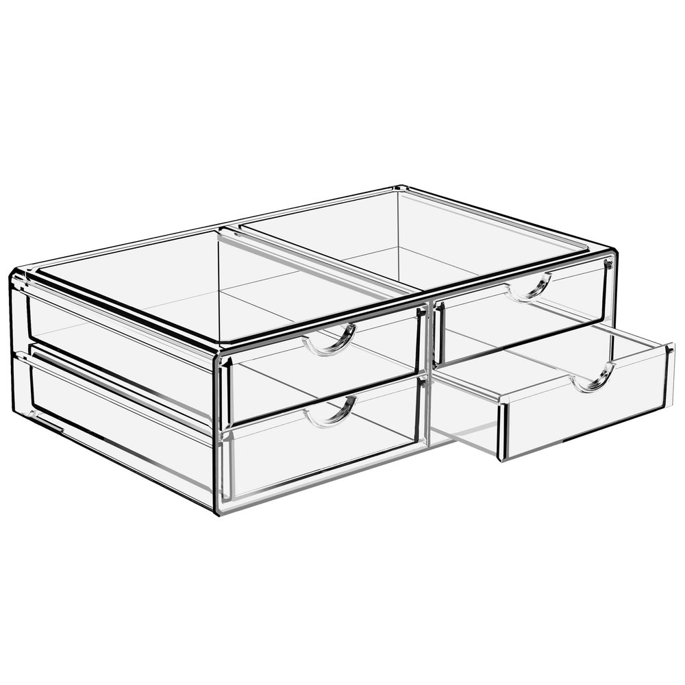 Sorbus Acrylic Drawers, Clear Makeup Organizer for Vanity (4 Drawers)