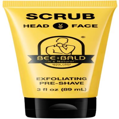 Bee Bald SCRUB Exfoliating Pre-Shave for Deep Cleans & Removing Pore Clogging Dirt, Oil & Dry Flaky Skin. Prepares You For a Super Close Shave, 3 Fl Oz