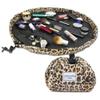 Lay-n-Go Cosmo Layflat Drawstring Cosmetic & Makeup Bag Organizer w/Zipper Pocket, Brush Loops & More, Cinch to Close, Lay Flat to Use, Durable, Machine Wash, Travel Toiletry Bag (22", Leopard) view 1