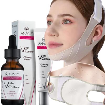 Anacis Advanced Set Neck Cream Serum Facial Belt Works for Visible Correction of Neck, Chin and Jawline - Fine Lines - Wrinkles - Sagging Skin (Serum Belt Cream)
