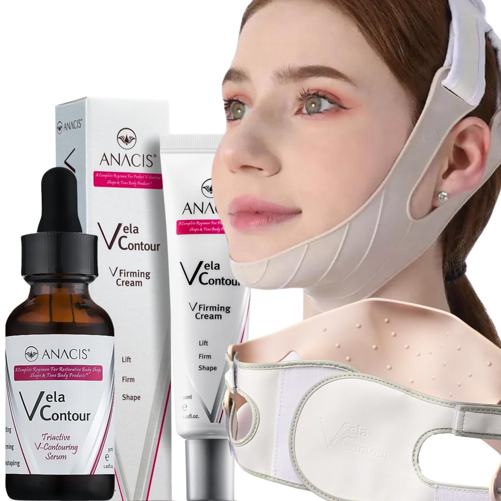 Anacis Advanced Set Neck Cream Serum Facial Belt Works for Visible Correction of Neck, Chin and Jawline - Fine Lines - Wrinkles - Sagging Skin (Serum Belt Cream)