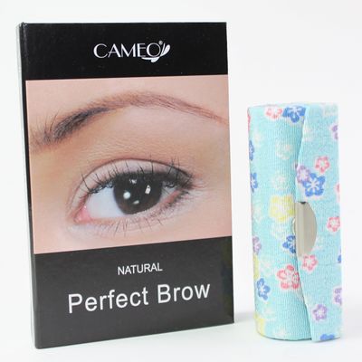 1 Skyblue Flower Lipstick Case + 1 Cameo Cosmetics Natural Perfect Brow (Eyebrows Color Brush Stencils Tweezer Brush)