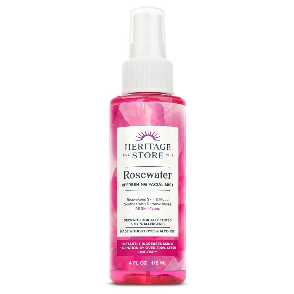 HERITAGE STORE Rosewater Facial Mist, Hydrating Face Spray, 4 fl oz