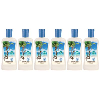 Panama Jack Sunscreen Suntan Lotion - SPF 50, Broad Spectrum UVA/UVB Protection, PABA, Paraben, Gluten & Cruelty Free, 6 FL OZ (Pack of 6)