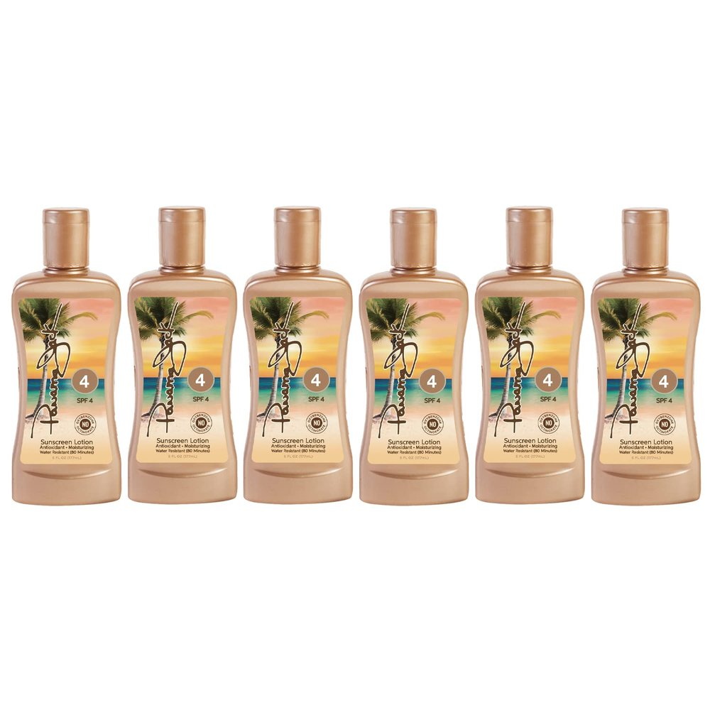Panama Jack Sunscreen Tanning Lotion - SPF 4, PABA, Paraben, Gluten & Cruelty Free, Antioxidant Moisturizing Formula, 6 FL OZ (Pack of 6)