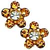 Inverness 24K Gold Plated Piercing Earrings - November Topaz with Crystal view 1
