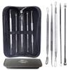 YNR 5Pcs Professional Surgical Extractor Blackhead Remover Pimple Acne Extractor Tool Best Comedone Removal - Treatment For Blemish, Whitehead Popping, Zit Removing With Leather Bag Case Kit view 1