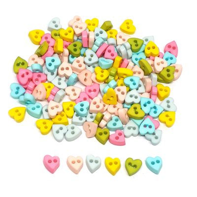 100 Pcs Tiny Heart Buttosn Size 5 Mm Mix Pastel Colors for sewing crafts