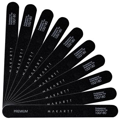 Makartt Nail File - 100/180 Grit Emery Boards for Nails, Professional Nail Files, 10pcs Double Sides Black Coarse Fingernail Filer for Acrylic and Extension Gel Removal Manicure Kit Salon Home Use