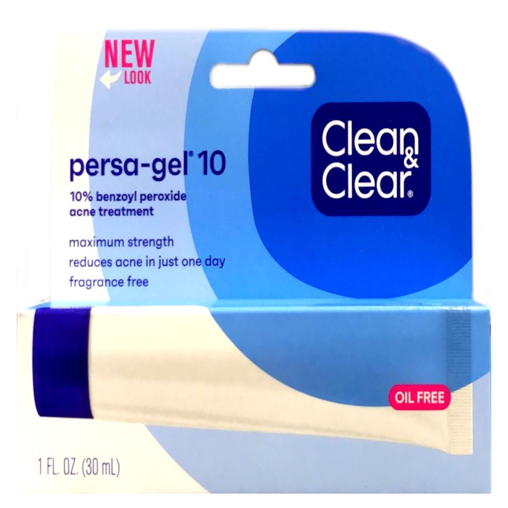 Clean & Clear Persa-Gel 10 Acne Medication Spot Treatment with Maximum Strength 10% Benzoyl Peroxide, Pimple Cream & Acne Gel Medicine for Face Acne with Benzoyl Peroxide Medication, 1 oz