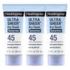 Neutrogena Ultra Sheer Dry-Touch Sunscreen For Face & Body, SPF 45 Broad Spectrum UVA/UVB Protection, Lightweight Water Resistant & Non-Greasy, Travel Size Sunscreen, 3 fl. oz Pack of 3 view 1