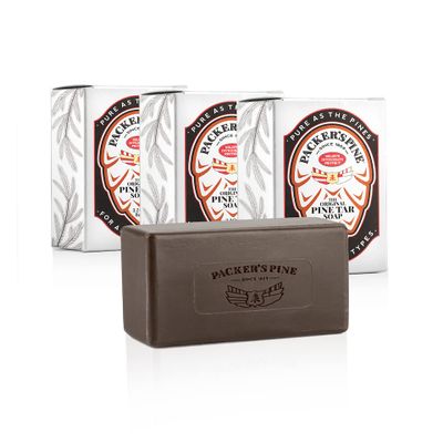 Packer's Pine Tar Soap | The Original Mens Body Soap Made With Natural Pine Tar and Pine Oils | All Natural Mens | Paraben, Sulfate, and Creosote Free (3 Pack)