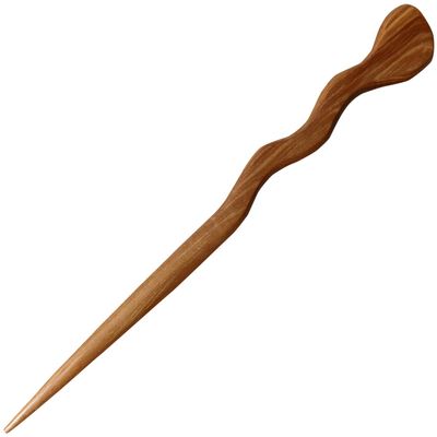 JWL (1) Teak Spiral 6" Hair Stick Pick Pic Pin Fork - Hawaiian Style