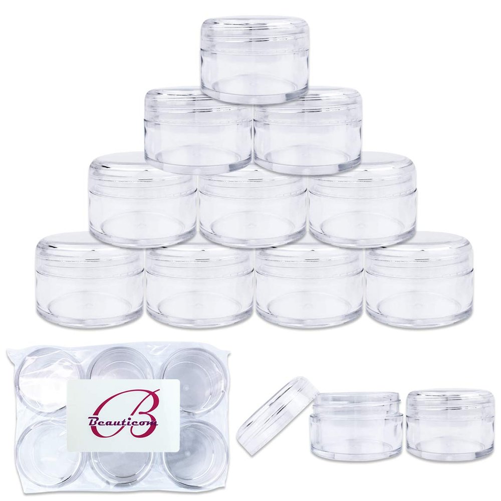 Beauticom 24 Pieces 20G/20ML Round Clear Jars with Screw Cap Lid for Powdered Eyeshadow, Mineralized Makeup, Cosmetic Samples - BPA Free