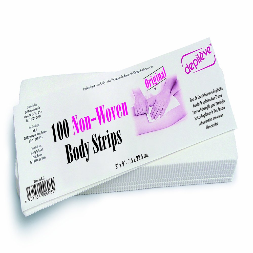 Depileve Body Wax Strips - Hair Removal Waxing Strips for Legs, Arms, Underarms and Bikini - Nonwoven - Pack of 100