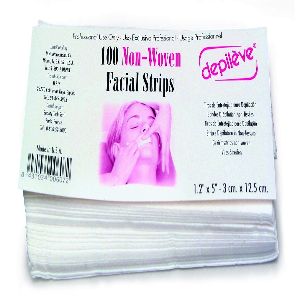 Depileve Facial Wax Strips - Hair Removal Waxing Strips for Face, Eyebrow and Lip - Nonwoven - Pack of 100