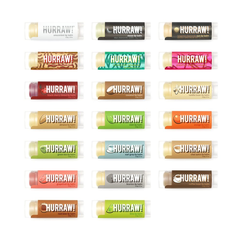 Hurraw! Lip Balms: Staff Favorites, 20 Balm Bundle Pack Organic, Certified Vegan, Cruelty and Gluten Free. Non-GMO, 100% Natural Ingredients. Bee, Shea, Soy and Palm Free. Made in USA