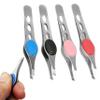 2 Pc Stainless Steel Tweezer Slanted Tip 4" Precision Eyebrow Hair Remover Tools view 3