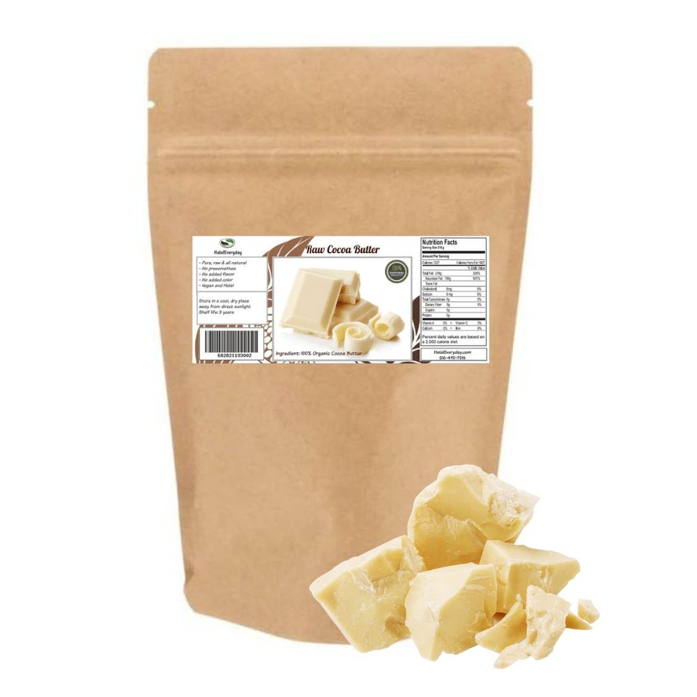 1 Lb Cocoa Butter - Pure Raw Unprocessed Incredible Quality and Scent. Use for Lotion, Cream, Lip Balm, Oil Stick or Body Butter. NON-GMO By SaaQin imported from Peru-
