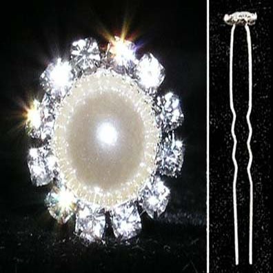 #13870 - Classic Pearl and Rhinestone Hair Pin